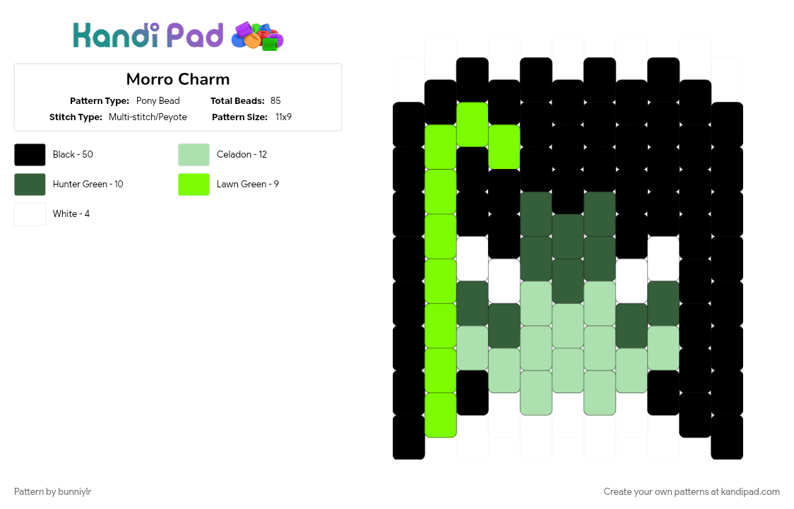 Morro Charm - Pony Bead Pattern by bunniylr on Kandi Pad - black, character, charm, gray, green, lego, lego ninjago, ninjago, teal