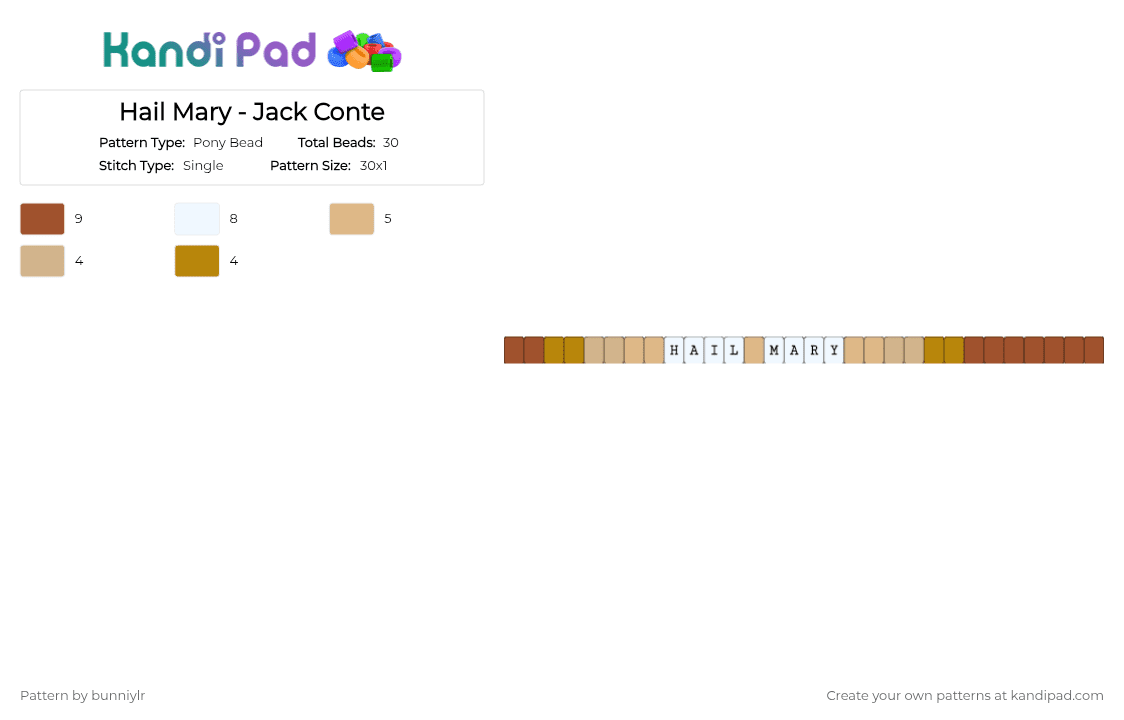 Hail Mary - Jack Conte - Pony Bead Pattern by bunniylr on Kandi Pad - beige, brown, music, red, tan