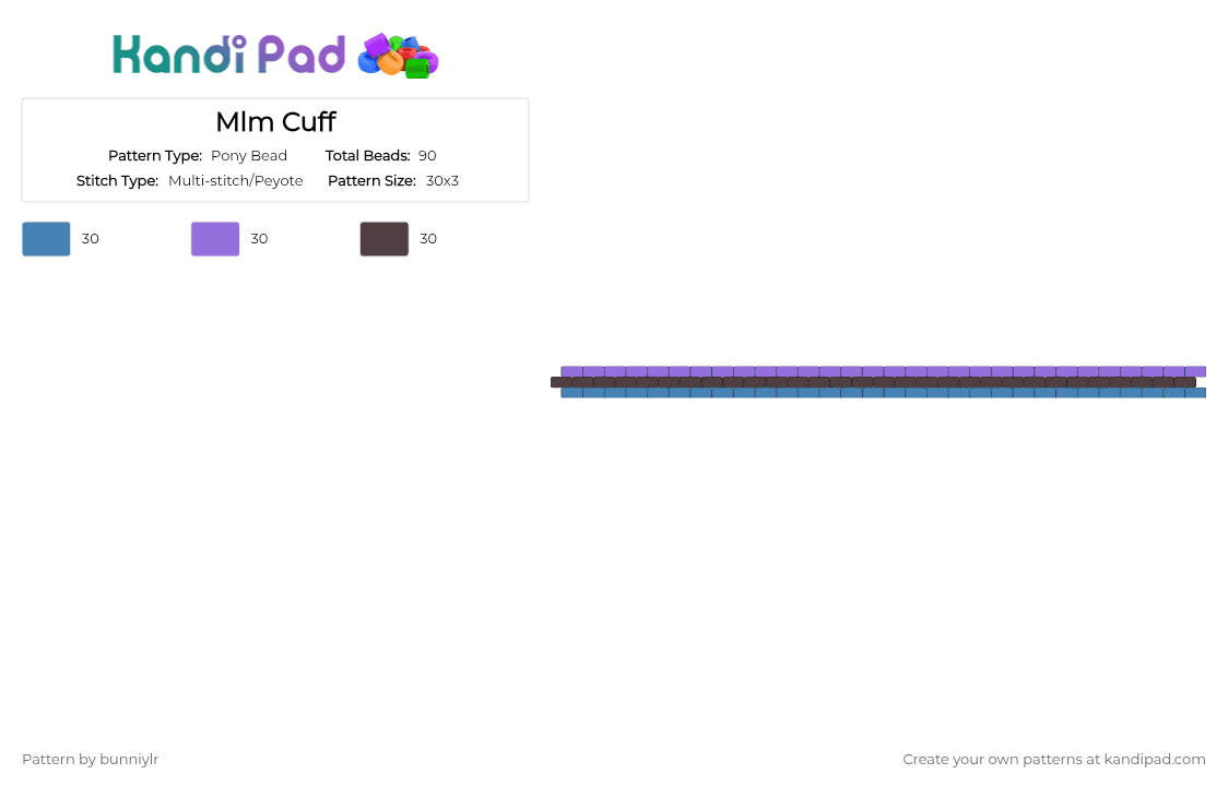 Androsexual Cuff - Pony Bead Pattern by bunniylr on Kandi Pad - blue,purple,brown