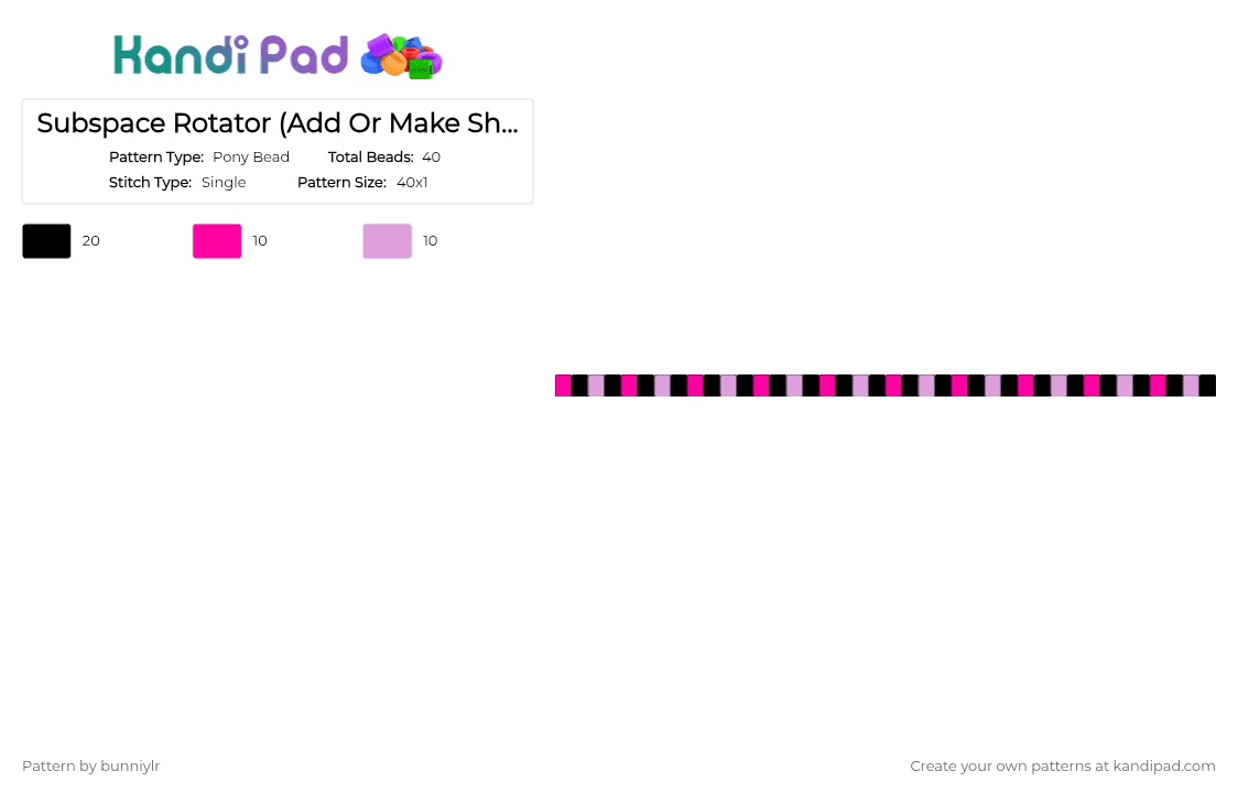 Subspace Rotator (Add Or Make Shorter It\'s Not To Exact Length) - Pony Bead Pattern by bunniylr on Kandi Pad - black,pink