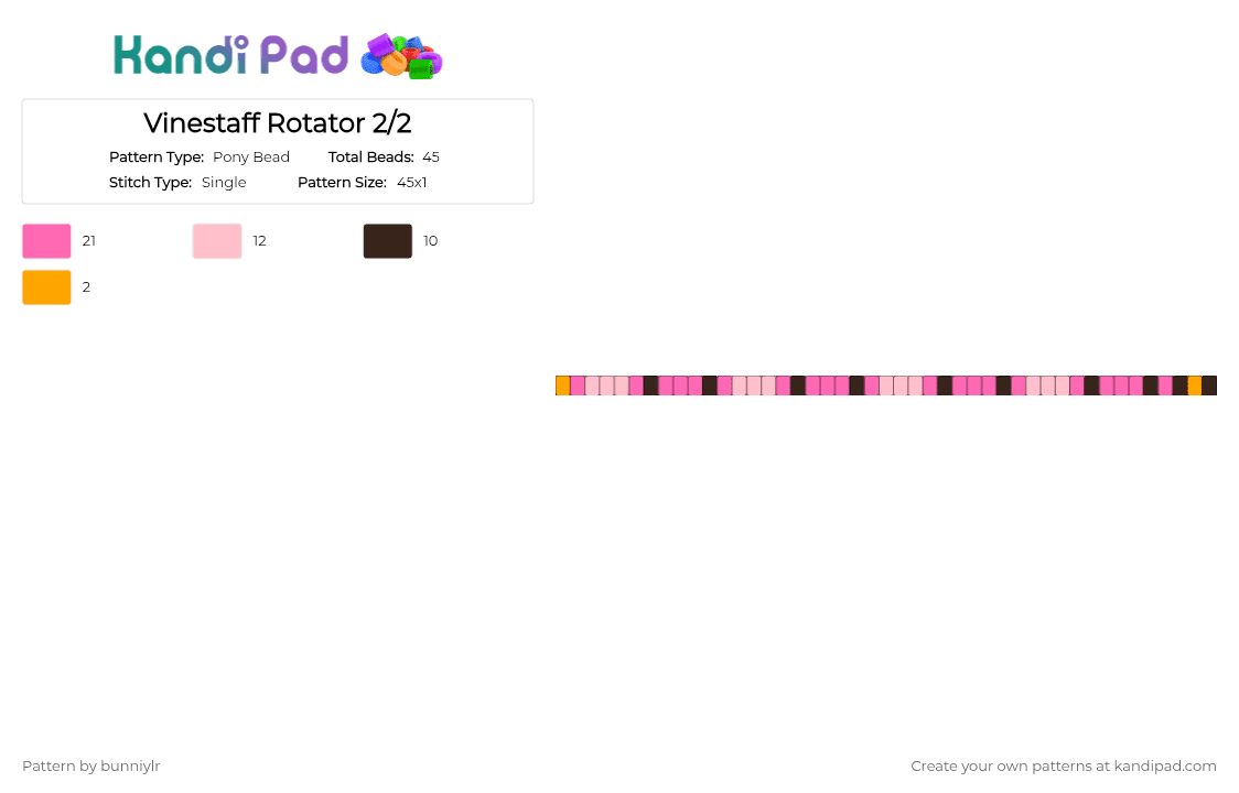 Vinestaff Rotator 2/2 - Pony Bead Pattern by bunniylr on Kandi Pad - pink
