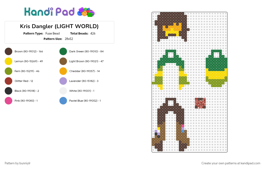 Kris Dangler (LIGHT WORLD) - Fuse Bead Pattern by bunniylr on Kandi Pad - brown, colorful, gold, green