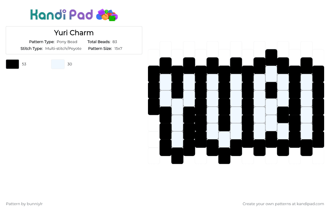 Yuri Charm - Pony Bead Pattern by bunniylr on Kandi Pad - black,white,charm,yuri,lesbian