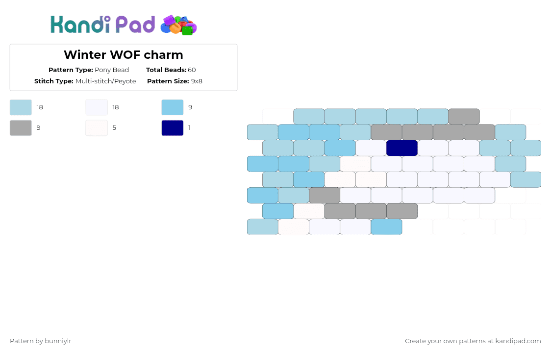 Winter WOF charm - Pony Bead Pattern by bunniylr on Kandi Pad - light blue,wof,wings of fire,winterwof,dragon