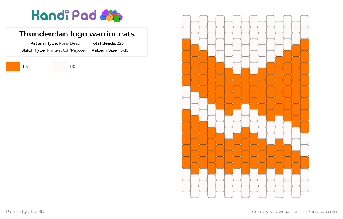 Thunderclan logo warrior cats - Pony Bead Pattern by ellabella on Kandi Pad - cats, orange, thunderclan, warrior cats, warriors, white