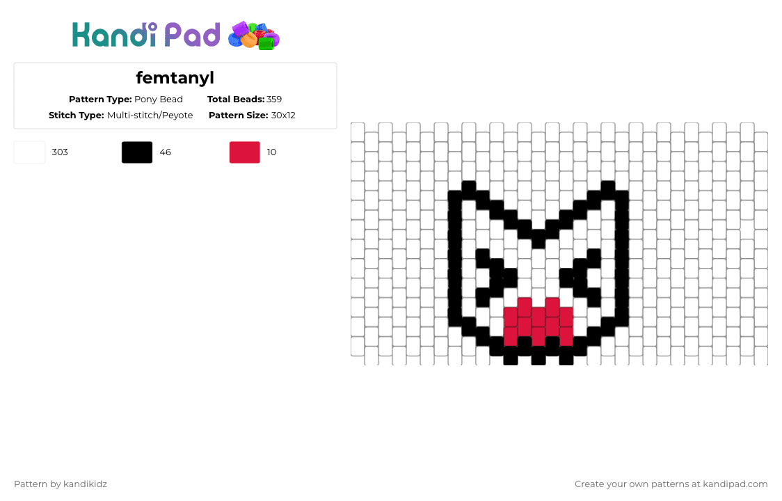 femtanyl - Pony Bead Pattern by kandikidz on Kandi Pad - white