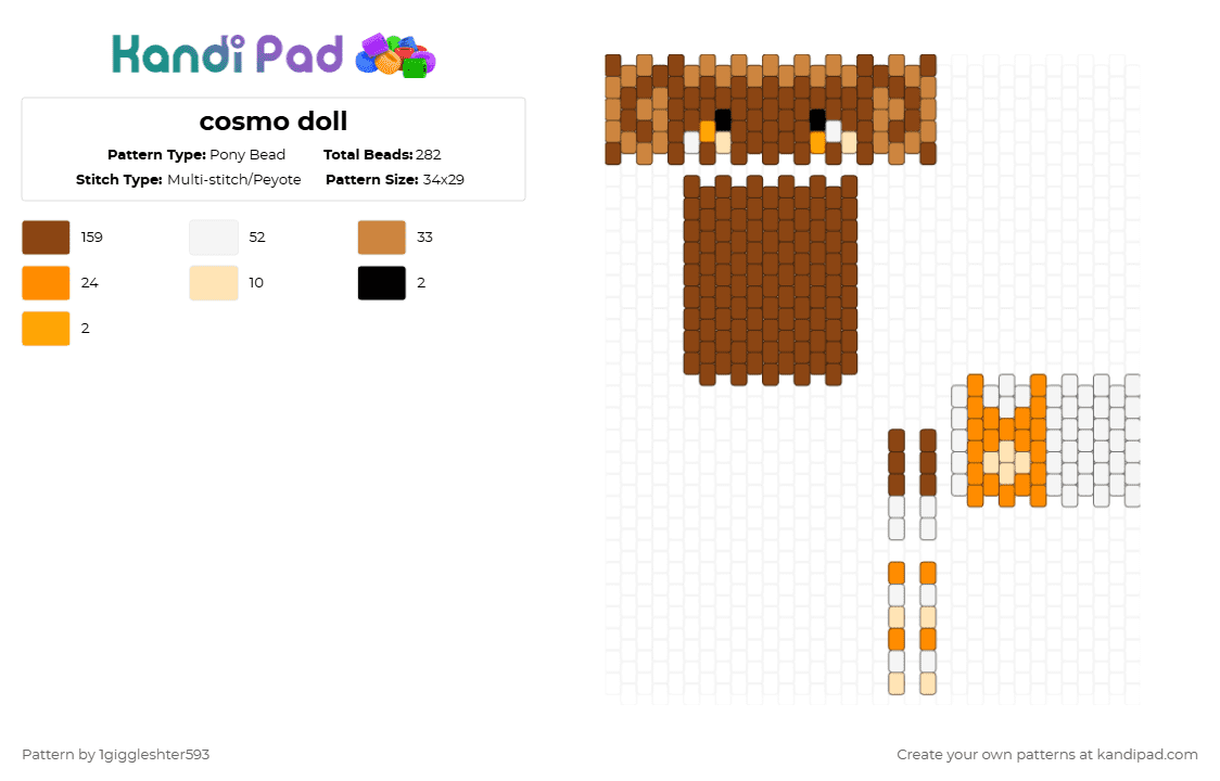 cosmo doll - Pony Bead Pattern by 1giggleshter593 on Kandi Pad - red