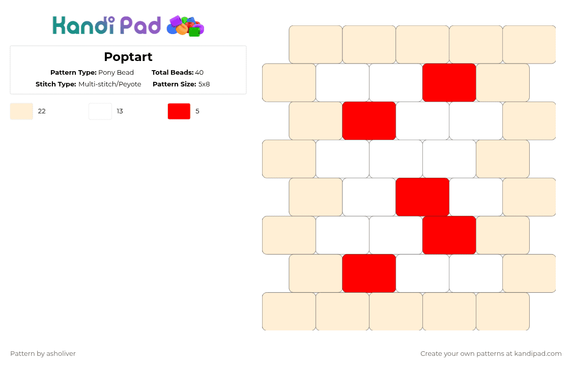 Poptart - Pony Bead Pattern by asholiver on Kandi Pad - beige