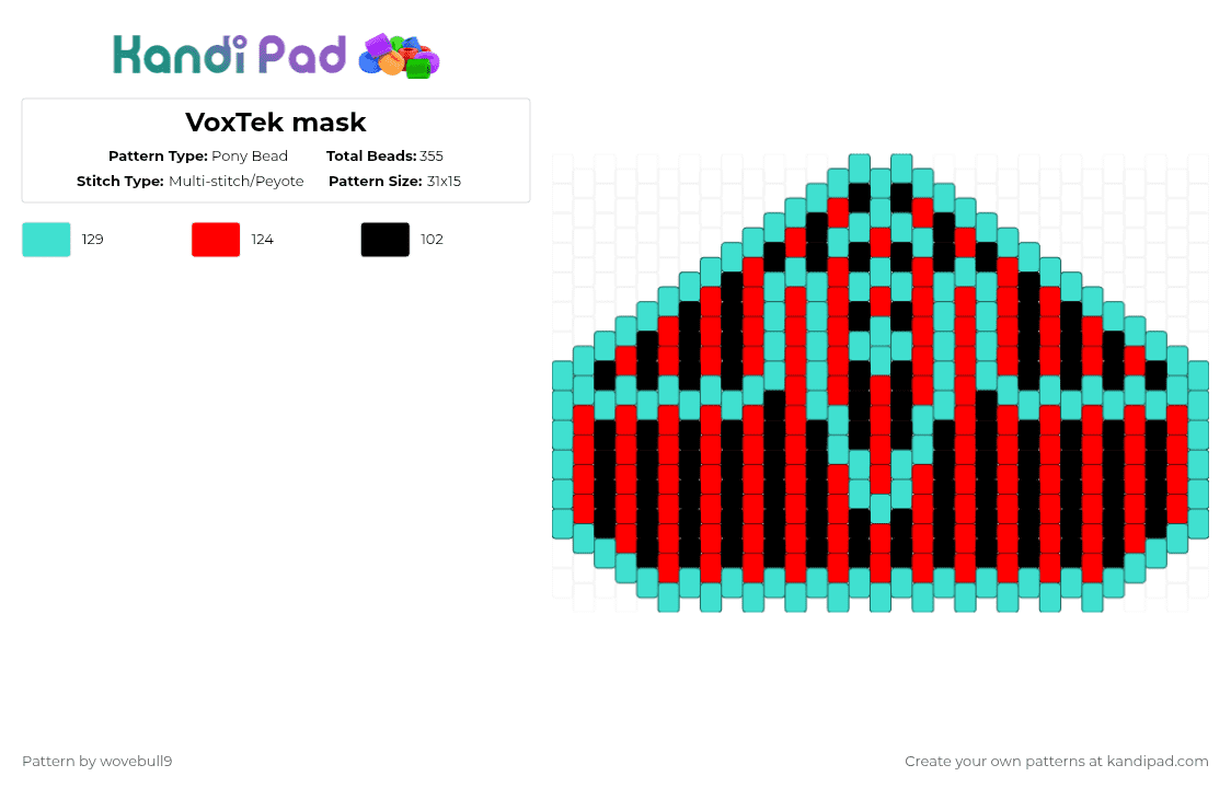 VoxTek mask - Pony Bead Pattern by wovenbull9 on Kandi Pad - light blue,red,cotdstripes,hazbin,hazbin hotel,voxtek,vox,helluva boss