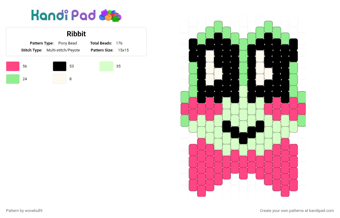 Ribbit - Pony Bead Pattern by wovenbull9 on Kandi Pad - pink