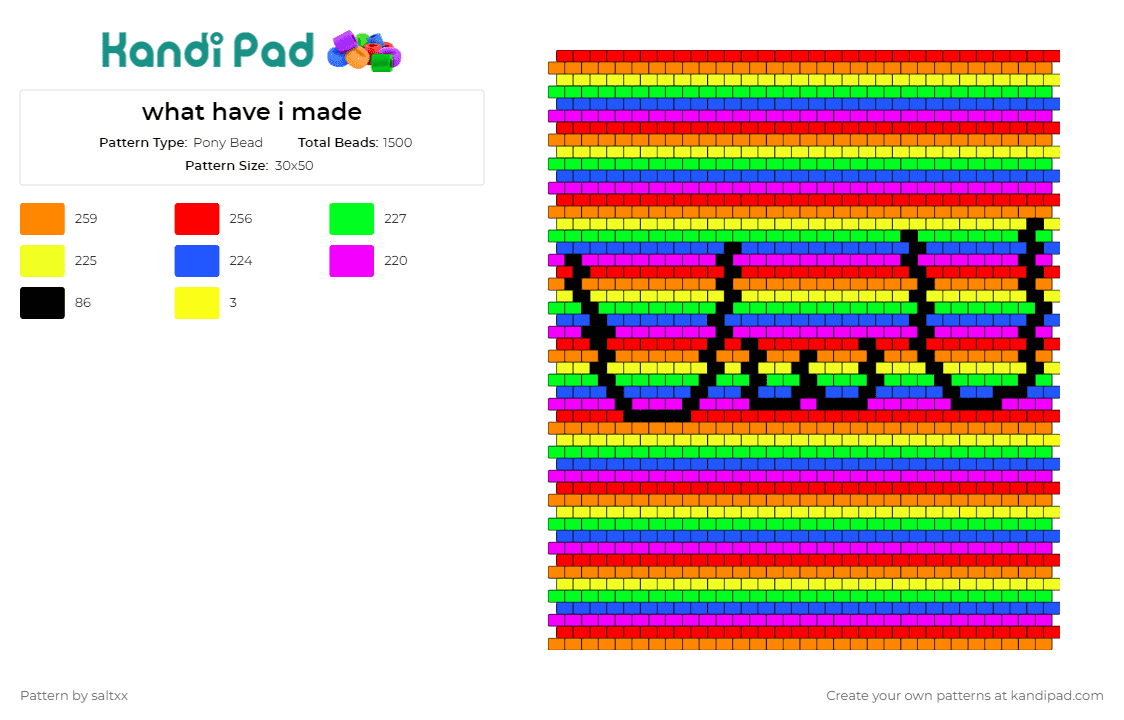 what have i made - Pony Bead Pattern by saltxx on Kandi Pad - rainbows,panel,stripes