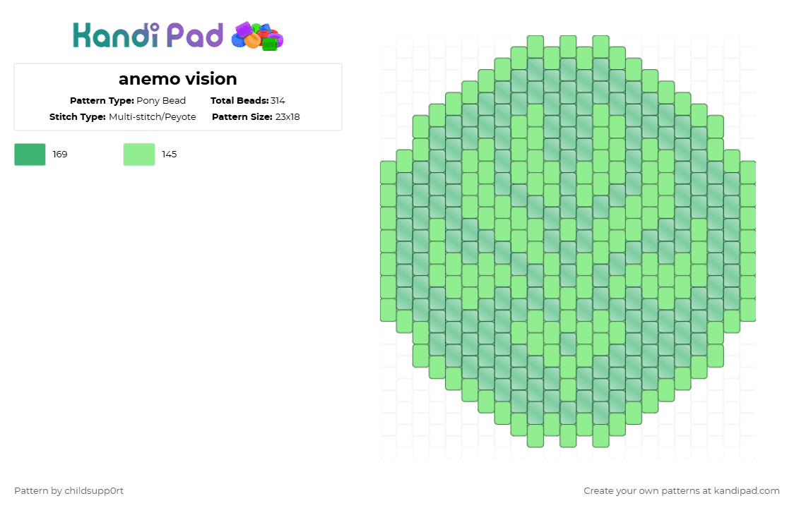 anemo vision - Pony Bead Pattern by childsupp0rt on Kandi Pad - teal,green,genshin,anemo