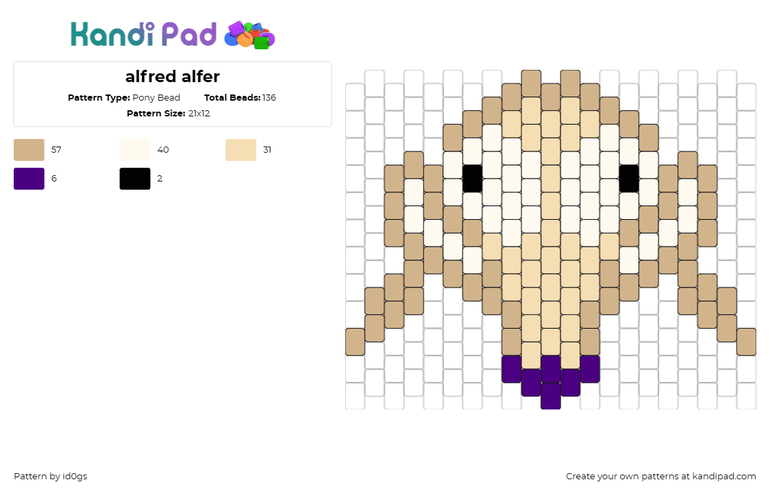 alfred alfer - Pony Bead Pattern by id0gs on Kandi Pad - alfred alfer,tv show,dog,character,whimsical,expressive,canine,animated