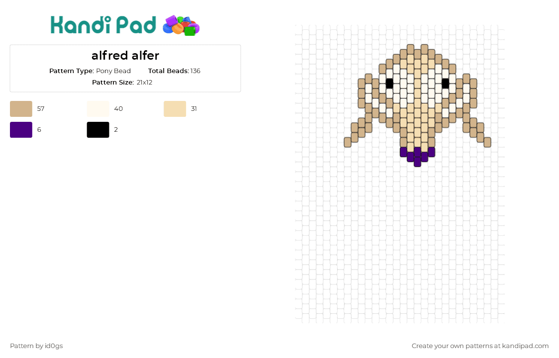 alfred alfer - Pony Bead Pattern by id0gs on Kandi Pad - alfred alfer,tv show,dog,character,whimsical,expressive,canine,animated