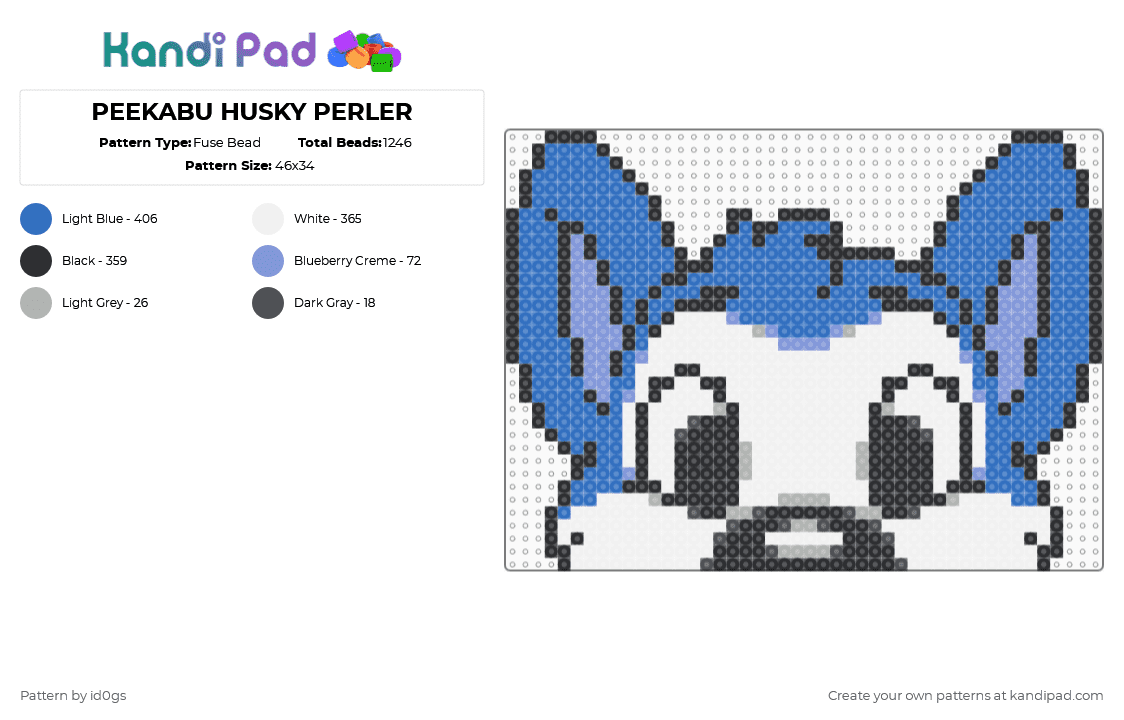 PEEKABU HUSKY PERLER - Fuse Bead Pattern by id0gs on Kandi Pad - blue,peekabu,abu,abuniverse,husky