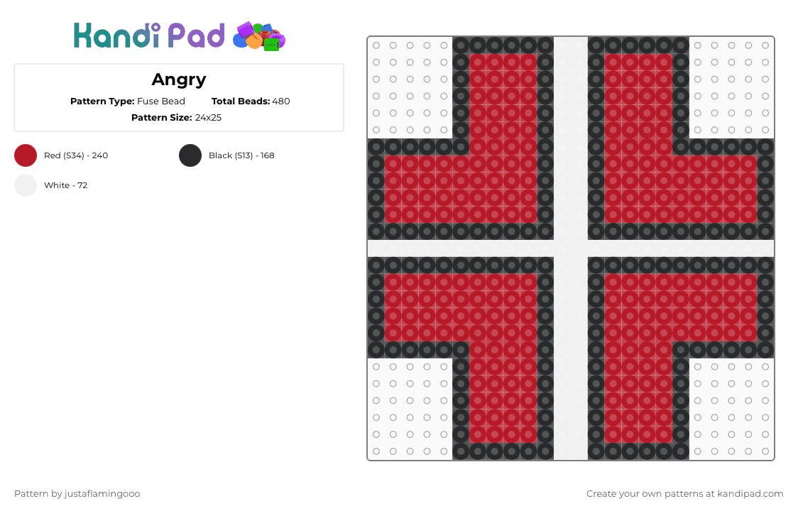 Angry - Fuse Bead Pattern by justaflamingooo on Kandi Pad - red