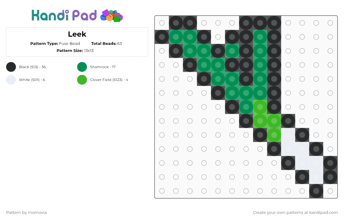 Leek - Fuse Bead Pattern by momovia on Kandi Pad - green
