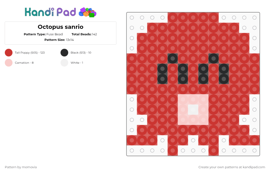 Octopus sanrio - Fuse Bead Pattern by momovia on Kandi Pad - red