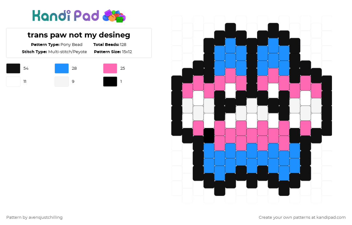 trans paw not my desineg - Pony Bead Pattern by avensjustchilling on Kandi Pad - light blue,pink