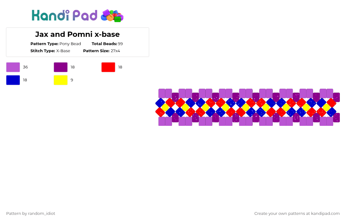 Jax and Pomni x-base - Pony Bead Pattern by random_idiot on Kandi Pad - pink,tadc,the amazing digital circus,jax,pomni,xbase