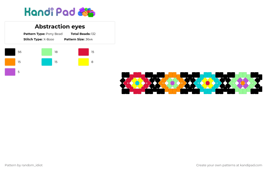 Abstraction eyes - Pony Bead Pattern by random_idiot on Kandi Pad - red,orange,light blue,teal,tadc,xbase,abstraction,eyes,trippy