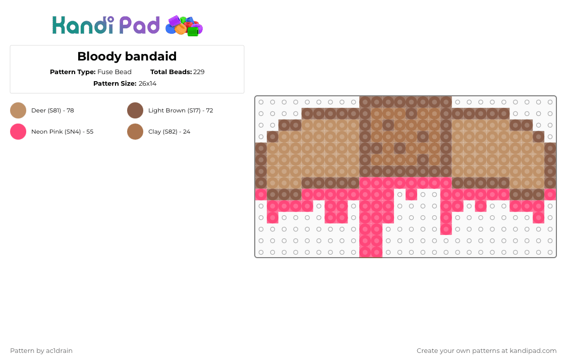 Bloody bandaid - Fuse Bead Pattern by ac1drain on Kandi Pad - tan,fuse bead pattern,bloody,cute,bandage,bandaid