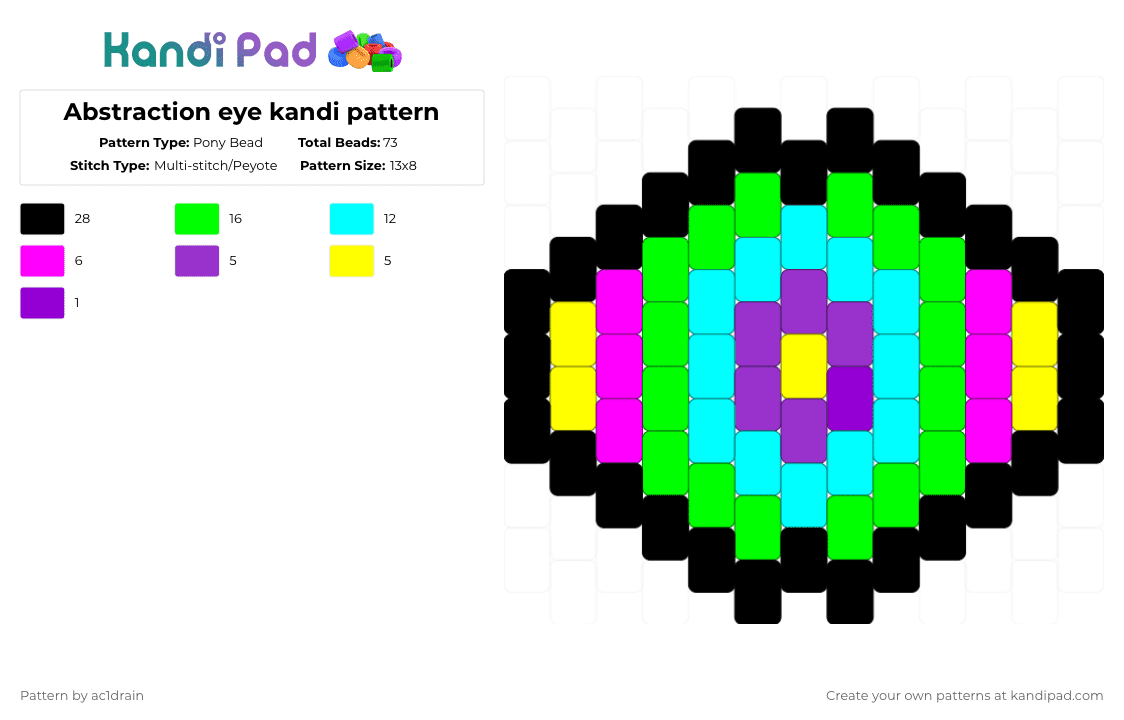 Abstraction eye kandi pattern - Pony Bead Pattern by ac1drain on Kandi Pad - green,light blue,tadc,kandi,abstraction