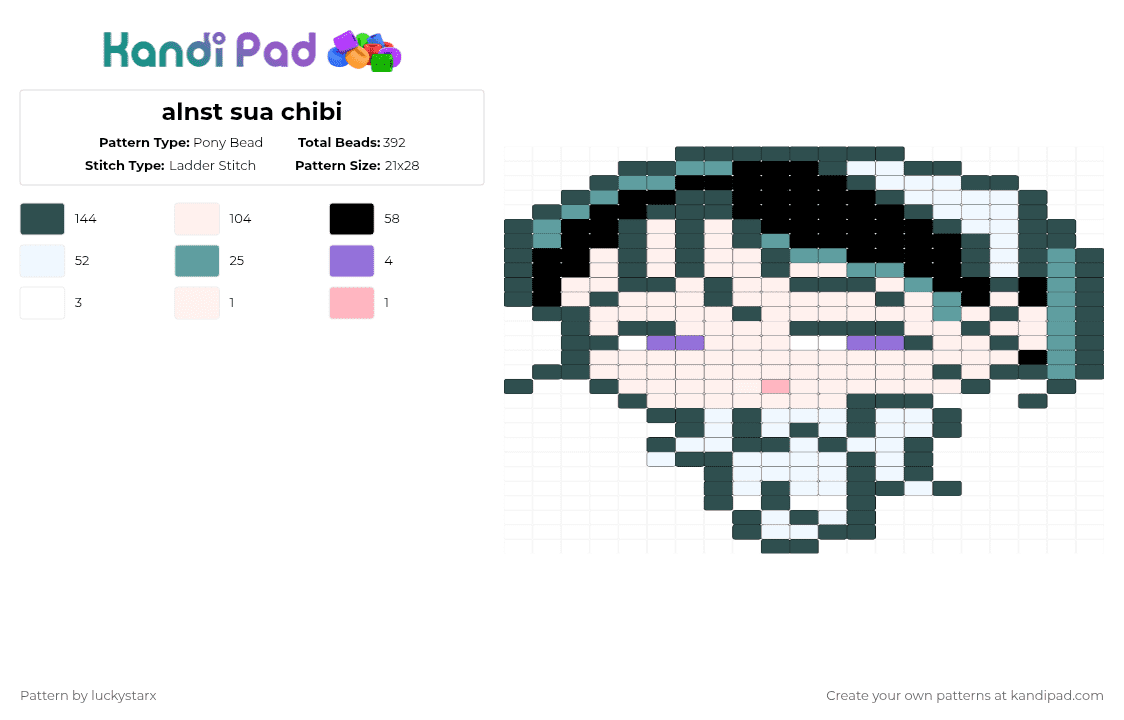 alnst sua chibi - Pony Bead Pattern by luckystarx on Kandi Pad - white,gray,alienstage,alien stage,sua,sua alien stage,alien stage sua,chibi