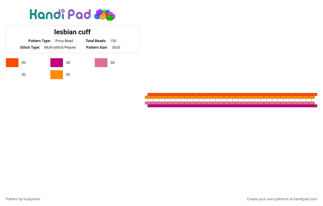 lesbian cuff - Pony Bead Pattern by luckystarx on Kandi Pad - pink