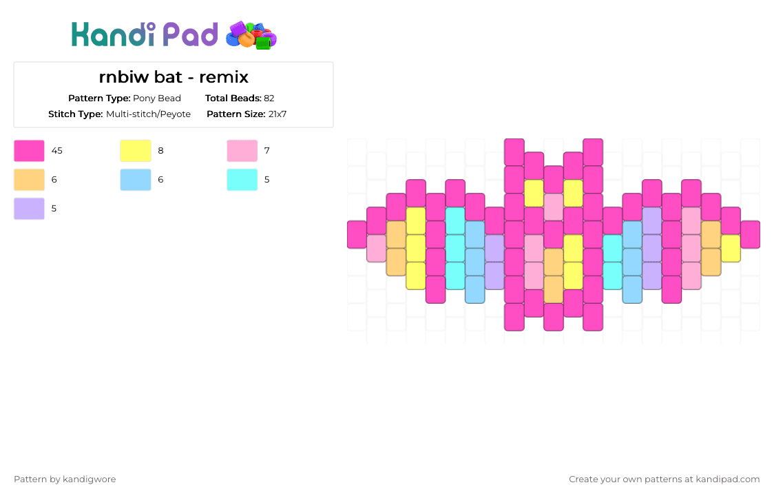rnbiw bat - remix - Pony Bead Pattern by kandigwore on Kandi Pad - pink
