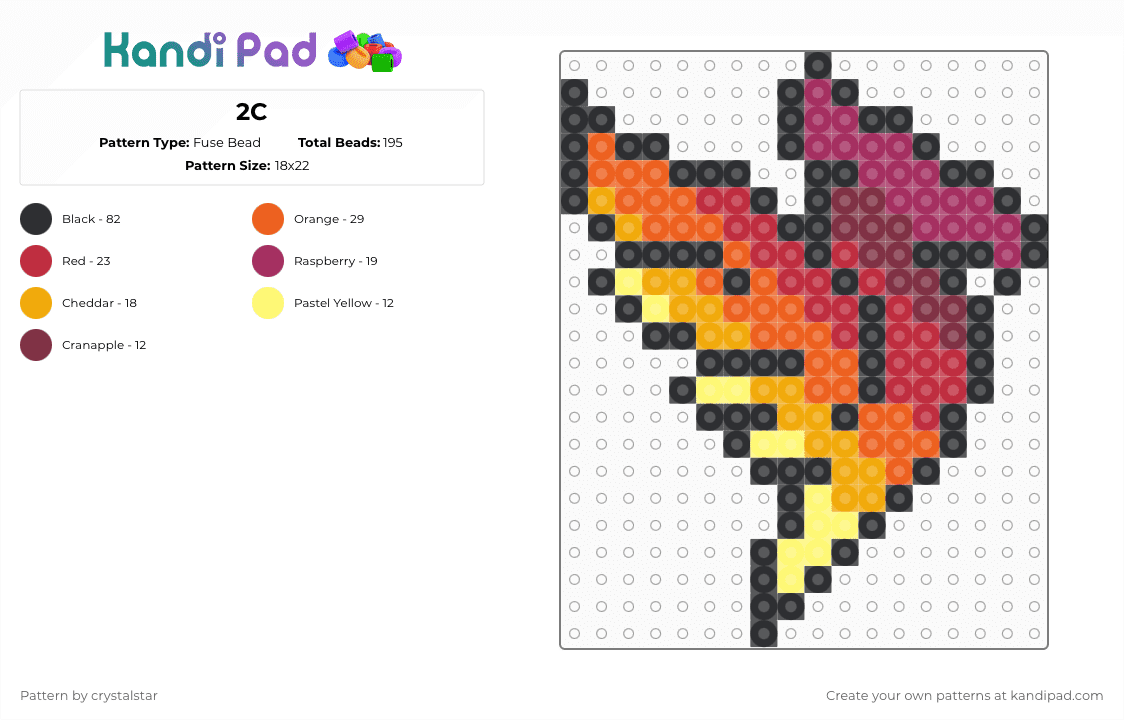2C - Fuse Bead Pattern by crystalstar on Kandi Pad - illennium,logo,dj,edm,phoenix,music,orange,red