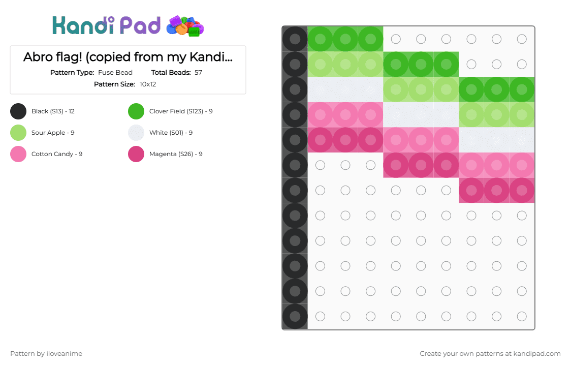 Abro flag! (copied from my Kandipatterns account :D) - Fuse Bead Pattern by inkmei on Kandi Pad - abro, abrosexual, flag, gay, green, lgbtq, perler, pink, pride