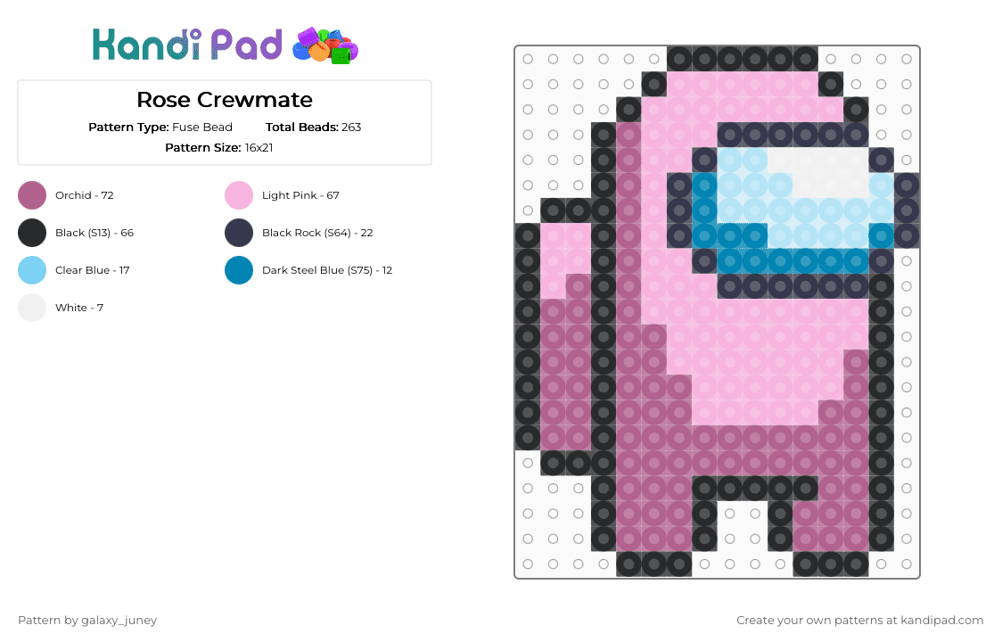 Rose Crewmate - Fuse Bead Pattern by galaxy_juney on Kandi Pad - pink,amongus,rose,crewmate