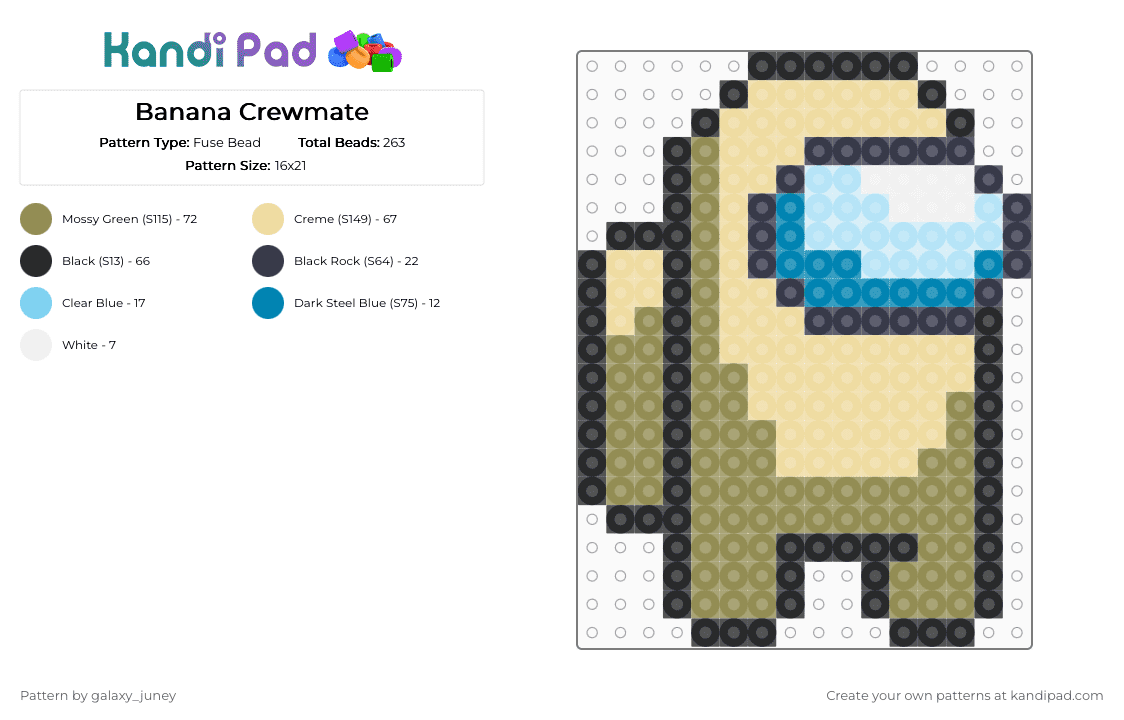 Banana Crewmate - Fuse Bead Pattern by galaxy_juney on Kandi Pad - beige,gold,amongus,banana,crewmate