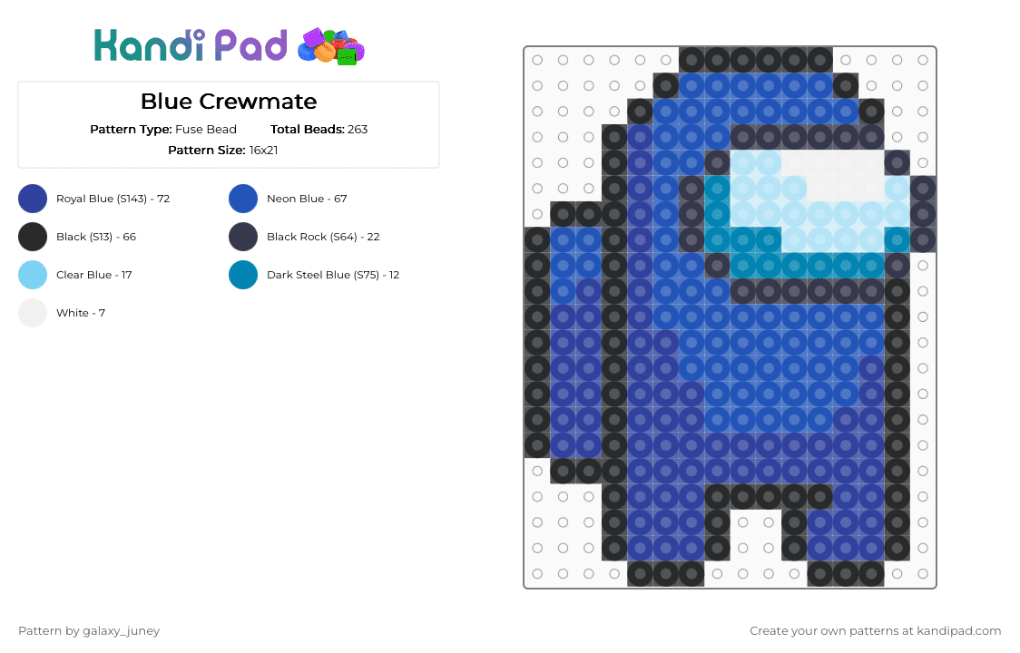 Blue Crewmate - Fuse Bead Pattern by galaxy_juney on Kandi Pad - blue,purple,amongus,crewmate