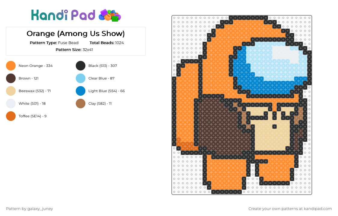 Orange (Among Us Show) - Fuse Bead Pattern by galaxy_juney on Kandi Pad - orange,brown,amongusshow,amongus