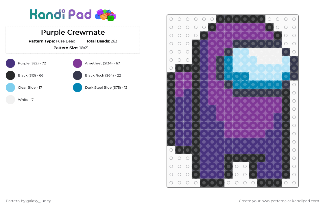 Purple Crewmate - Fuse Bead Pattern by galaxy_juney on Kandi Pad - pink,purple,amongus,crewmate