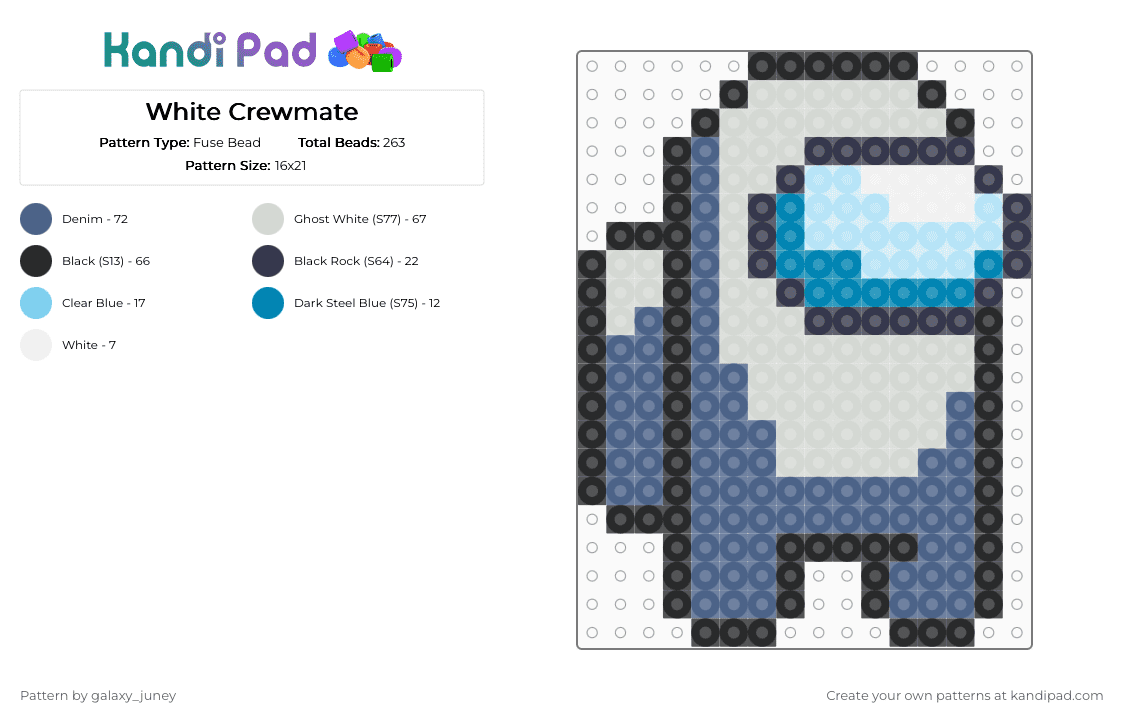 White Crewmate - Fuse Bead Pattern by galaxy_juney on Kandi Pad - blue,amongus,white,crewmate