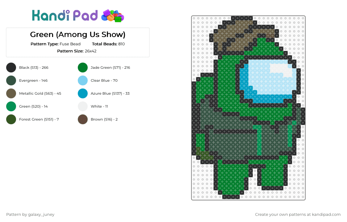 Green (Among Us Show) - Fuse Bead Pattern by galaxy_juney on Kandi Pad - gray,light blue,green,amongusshow,amongus