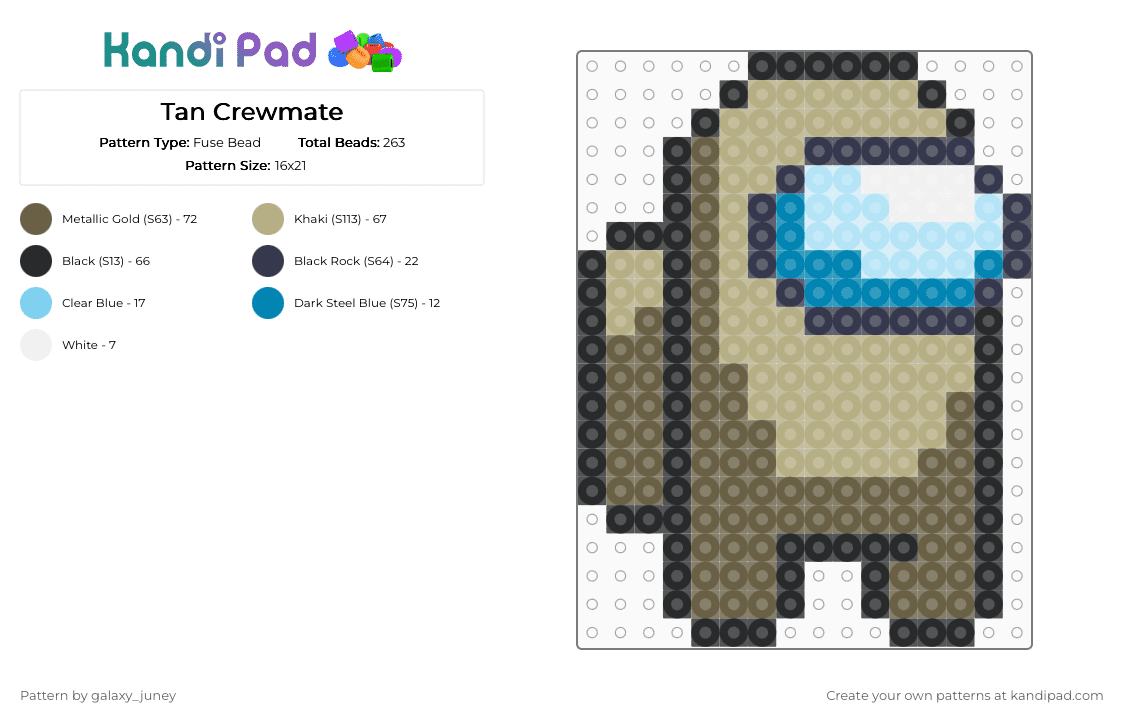Tan Crewmate - Fuse Bead Pattern by galaxy_juney on Kandi Pad - beige,tan,amongus,crewmate