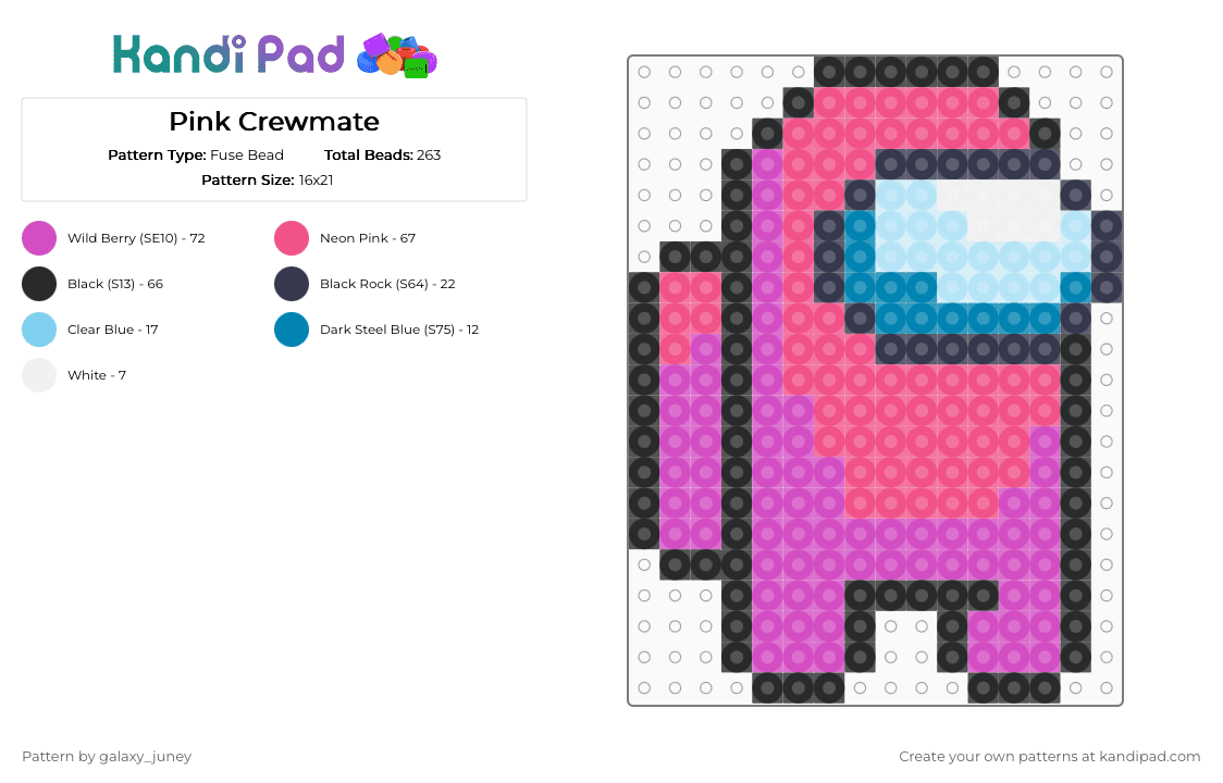 Pink Crewmate - Fuse Bead Pattern by galaxy_juney on Kandi Pad - pink,amongus,crewmate
