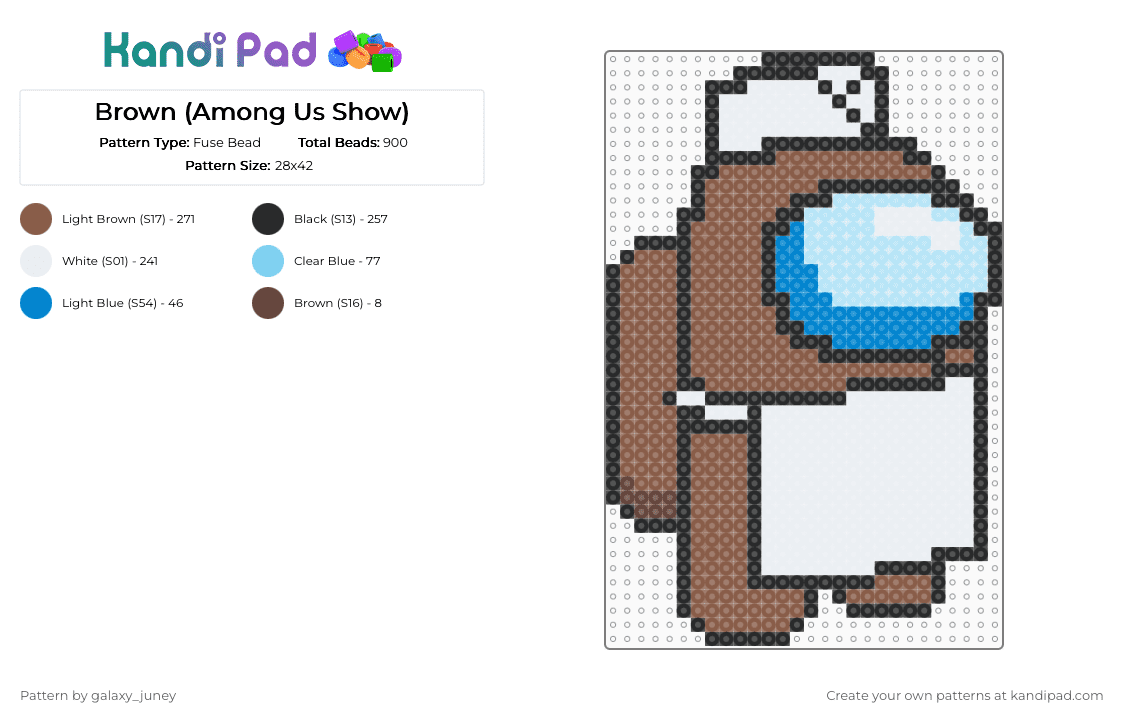 Brown (Among Us Show) - Fuse Bead Pattern by galaxy_juney on Kandi Pad - tan,amongusshow,amongus,brown