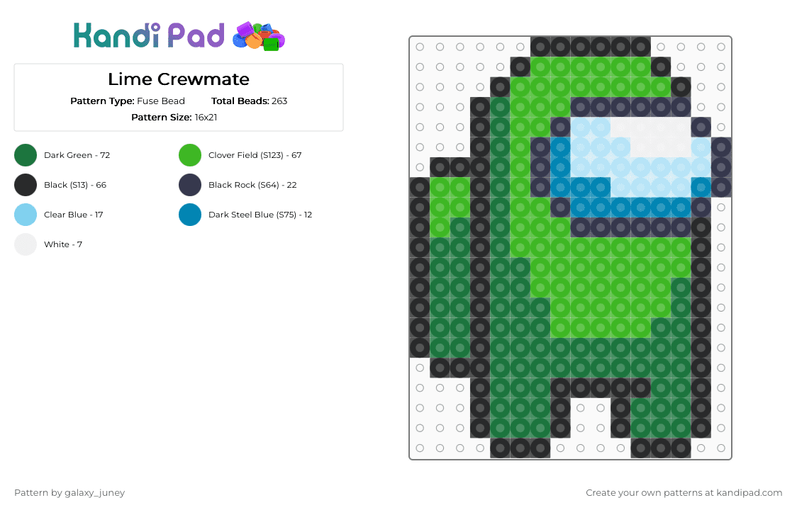 Lime Crewmate - Fuse Bead Pattern by galaxy_juney on Kandi Pad - green,amongus,lime,crewmate