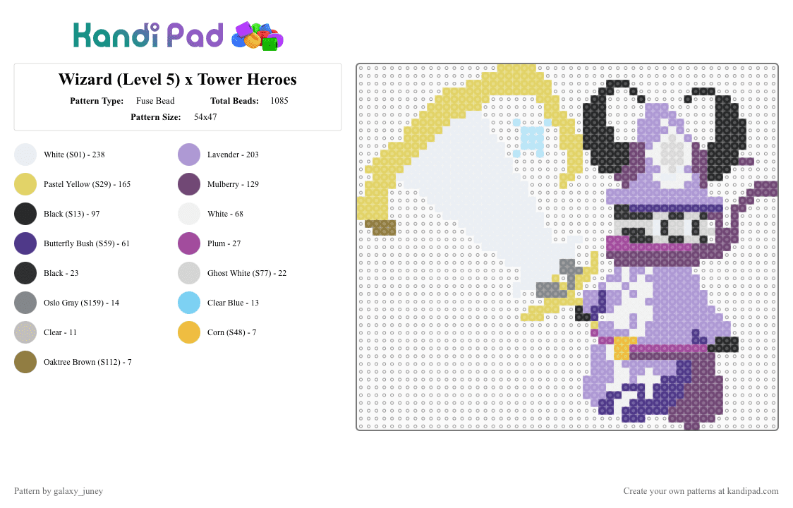 Wizard (Level 5) - Tower Heroes - Fuse Bead Pattern by galaxy_juney on Kandi Pad - pink,yellow,towerheroes,roblox,wizard