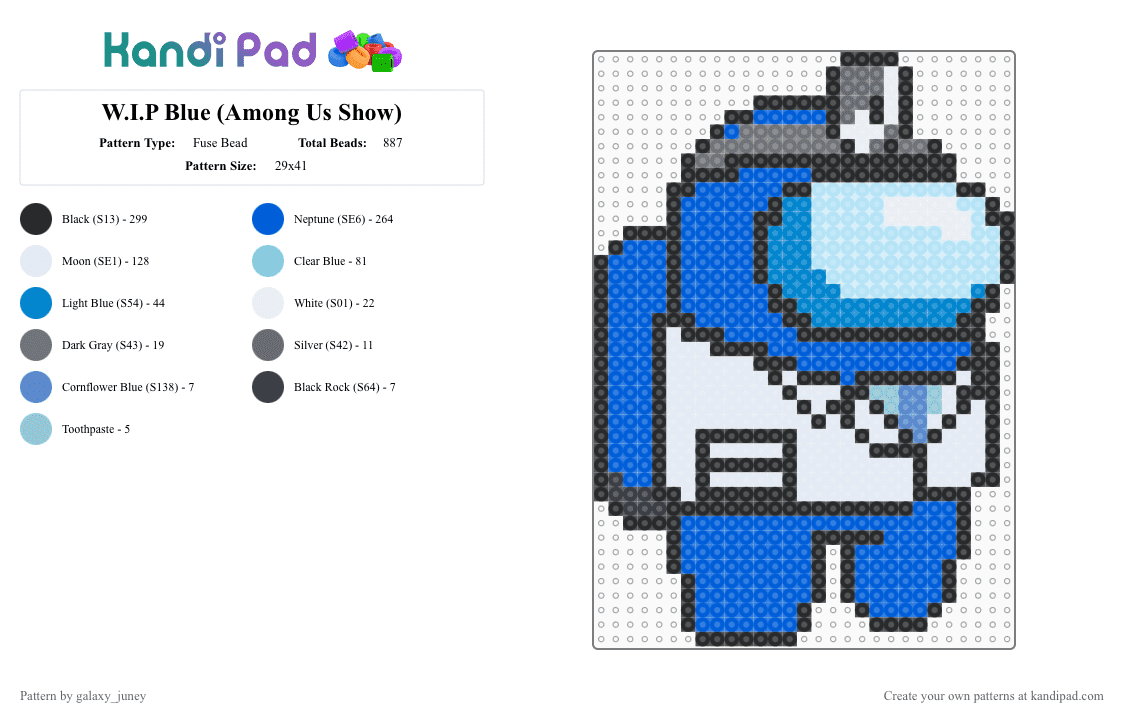 Blue (Among Us Show) - Fuse Bead Pattern by galaxy_juney on Kandi Pad - blue,amongus,amongusshow