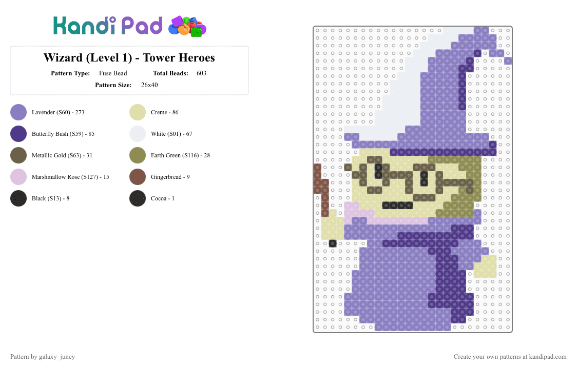Wizard (Level 1) - Tower Heroes - Fuse Bead Pattern by galaxy_juney on Kandi Pad - pink,purple,yellow,wizard,roblox,towerheroes
