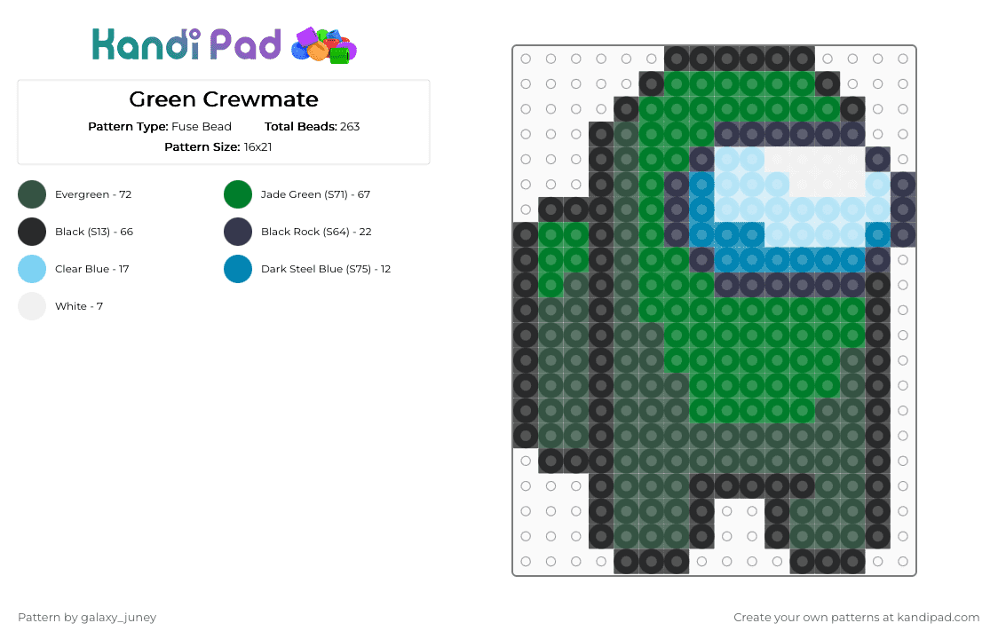 Green Crewmate - Fuse Bead Pattern by galaxy_juney on Kandi Pad - green,gray,amongus,crewmate