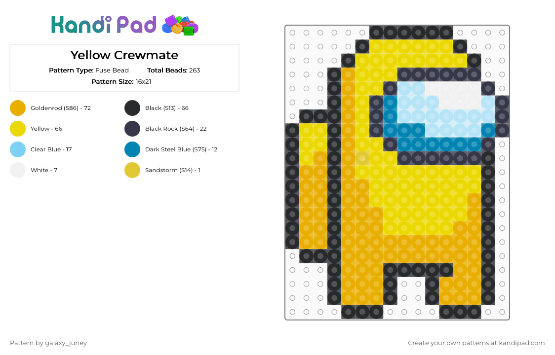 Yellow Crewmate - Fuse Bead Pattern by galaxy_juney on Kandi Pad - yellow,orange,amongus,crewmate
