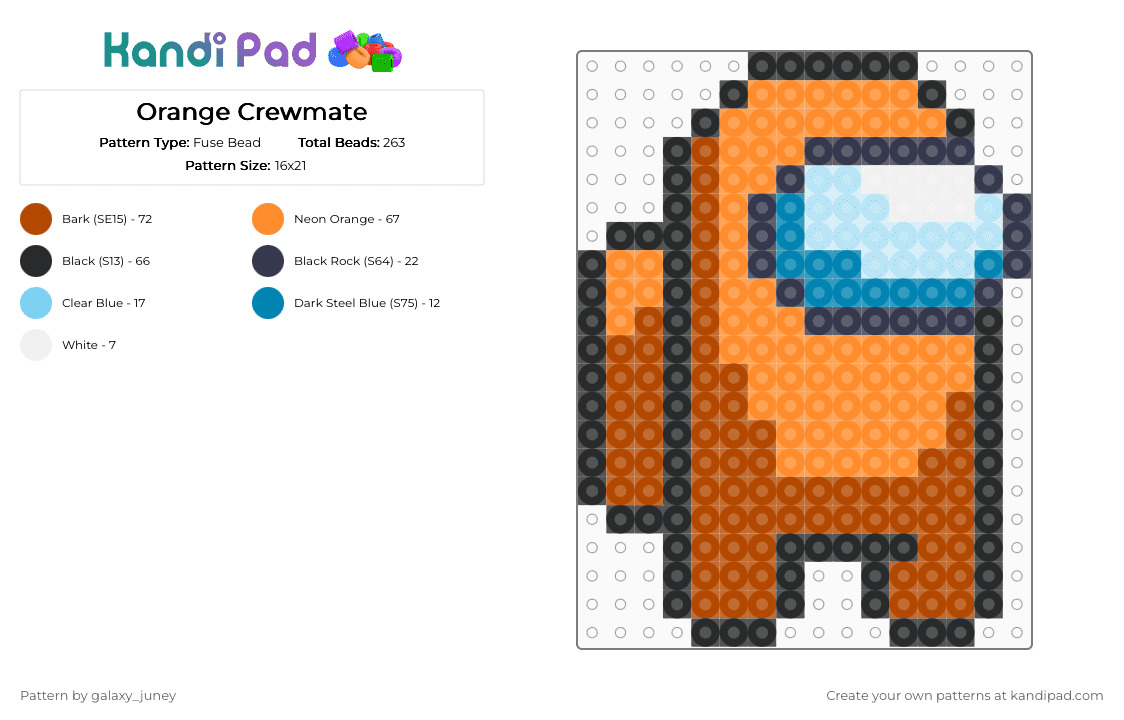 Orange Crewmate - Fuse Bead Pattern by galaxy_juney on Kandi Pad - orange,red,amongus,crewmate