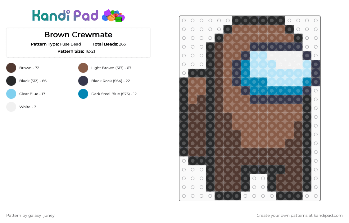 Brown Crewmate - Fuse Bead Pattern by galaxy_juney on Kandi Pad - tan,brown,amogus,crewmate